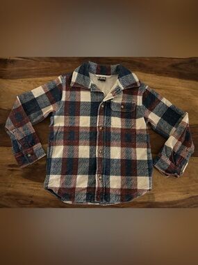 Tea Collection Plaid Button-Up Shirt in Navy, Cream & Burgundy